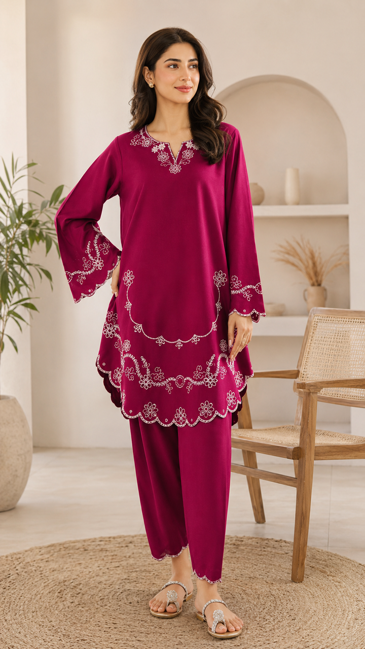 Fuchsia Embroidered 2pc