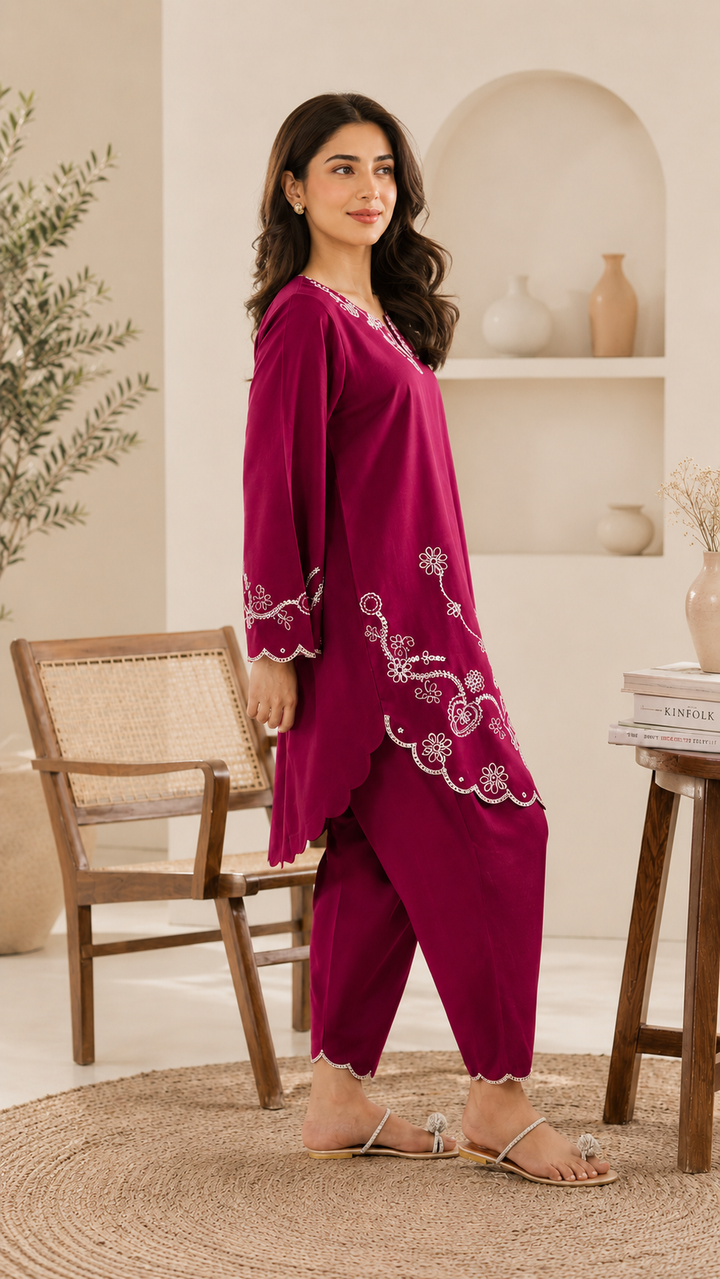 Fuchsia Embroidered 2pc