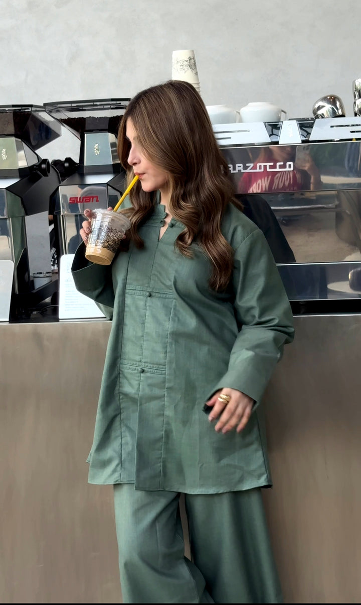 Sage Green Mandarin Co-Ord Set