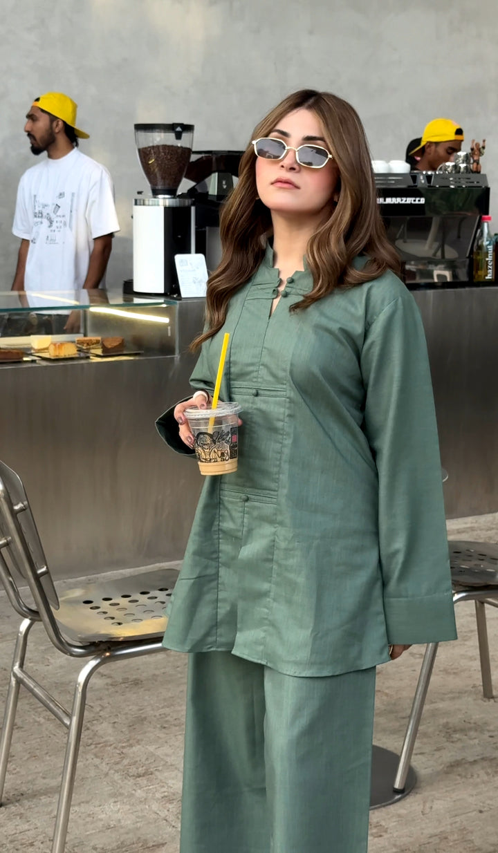 Sage Green Mandarin Co-Ord Set